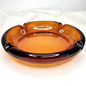 Vintage MCM Round Amber Ashtray-8" - Picture 1 of 9