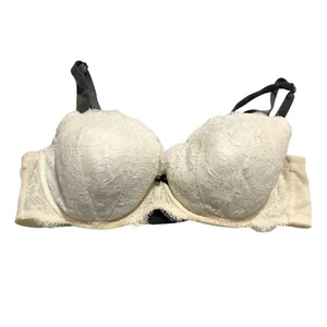 Soutien gorge Victoria's Secret Dream Angels doublé demi dentelle blanc gris 38D - Photo 1/3
