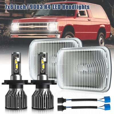 适用于庞蒂亚克凤凰 1977 - 84 对 7x6" 方形 LED 车头灯 高/低光束灯 — 第 1/4 张图片