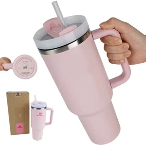 1200ml 40oz Thermobecher mit Strohhalm und Henkel, Kaffeebecher To Go mit Deckel - Bild 1 von 16