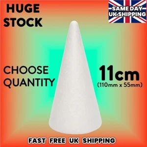 Small 11cm Polystyrene Cones CHOOSE QUANTITY Christmas craft sweet trees model - Picture 1 of 4