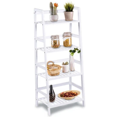 Libreria Scaffale Multiuso in Legno di Bambu 4 Ripiani 116x48x32cm Casa Ufficio - Immagine 1 di 4