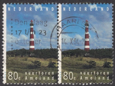 1994 Netherlands SC# 869 - Lighthouse -pair  - Used - Image 1 of 2