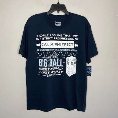 DOCTOR WHO T-Shirt Men Large Wibbly Wobbly Graphic NEW Ripple Junction Tee Navy - Image 1 of 4