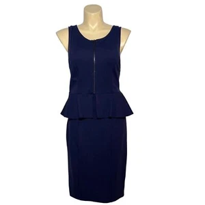 Torrid Dress 2X Navy Blue Peplum Front Zip Midi Ponte Stretch Sexy LN - Picture 1 of 7