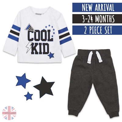 METZUYAN Baby Boys Shirt and Jogpant Set Long Sleeve Top 2 Piece 3-24 Months Cotton Rich
