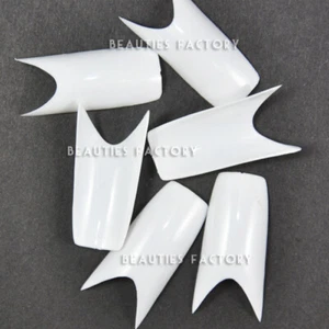 500 pcs WHITE Color Acrylic UV Gel U-Shape French False Nail Tips #431B - Picture 1 of 3