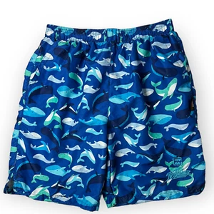 Billabong Boys Blue Whale Pattern Elastic Waist Mesh Lined Swim Trunks Size M - Picture 1 of 12