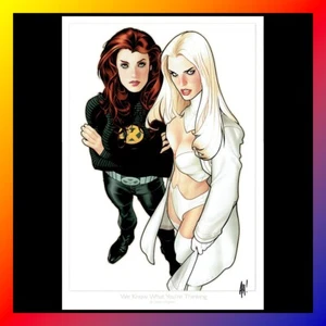 X-MEN Signed ART PRINT Adam Hughes JEAN GREY White Queen EMMA FROST Wizard #129 - Picture 1 of 1