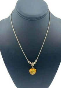 Artistic Heart Pendant Snake Link Italy 925 Sterling Silver Necklace 16.5" - Picture 1 of 6