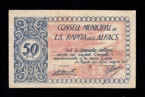 F.C. LA RAPITA DELS ALFACS (TARRAGONA) , 50 CÈNTIMS 1937 , EBC- . - Bild 1 von 2