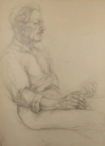 Vintage original pencil drawing male portrait - Picture 1 of 13