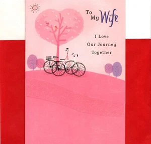 Happy Valentine's Day Wife Bicycle Bike Bikes Biking Hallmark Greeting Card - Picture 1 of 3
