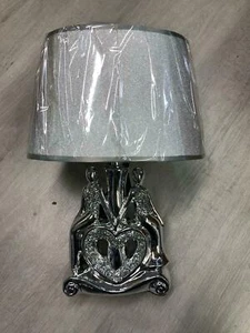 Silver Crushed Diamond Crystal Lamp with Shade Ornament Home Decor Diamante - Picture 1 of 1