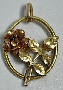 Vintage Antique KREMENTZ Double Rose Gold Tone Pendant - Picture 1 of 6