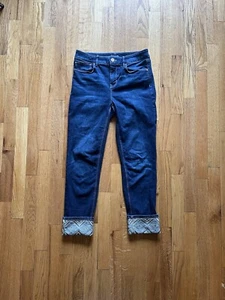 WHBM Women's Jeans Sz 2 The Slim Crop High Rise Jeans Embroidered - Picture 1 of 9