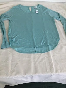 Maglione donna Old Navy taglia SP Hi Lo manica lunga verde acqua a/a 22" nuovo con etichette - Foto 1 di 8