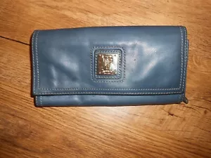 Portafoglio Tignanello Pelle Blu Bifold Organizer Pochette Vintage - Foto 1 di 5