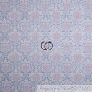 BonEful Fabric FQ Cotton Quilt VTG White Purple Pink Silver Metallic Damask Girl - Picture 1 of 14