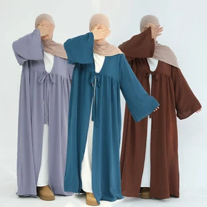 Dubai Women Muslim Open Abaya Cardigan Islamic Kimono Long Robes Ramadan Gown - Foto 1 di 30