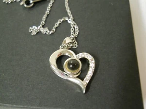 I Love You Necklace 100 Languages Projection Heart Pendant Necklace in Gift Box - Picture 1 of 3