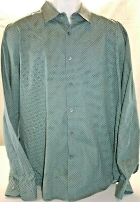 Perry Ellis Mens 2XL Green Polka Dot Long Sleeve Button Up Shirt  - Image 1 of 4