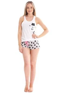 Ladies Cotton Go Away Set PJ'S Summer Shorts Pyjama Set - Picture 1 of 6
