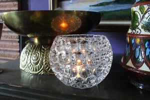 4.5" Tall Clear Ocular Bubble Glass Candleholder Votive Transparent Round - Picture 1 of 8