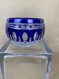 Waterford Crystal Clarendon Colbalt Blue Cut To Clear Candle Votive Bowl - Picture 1 of 14