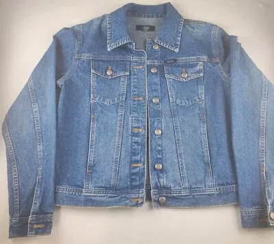 Chaqueta de Jean Camionero Izod Azul Denim Para Mujer Botón Talla Pequeña Pequeña **Mancha** Foto 1 de 4