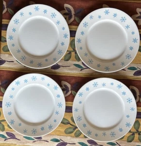 4 Blue Snowflake Corellle 10.5" Dinner Plates - Picture 1 of 10