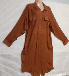 Camicia Free People Tunica Sundress da donna taglia L marrone trasparente colletto Hi-lo Boho - Foto 1 di 21