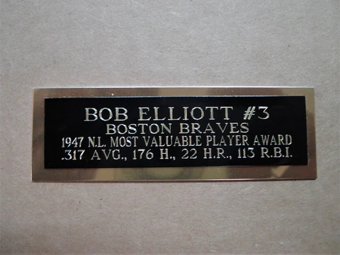 Bob Elliott Braves 1947 NL MVP Award Baseball Card Plaque Nameplate 1" X 3" Cover
