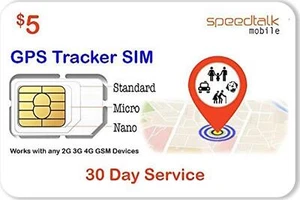 SpeedTalk Mobile $5Prepaid SIM Card For 5G 4G LTE GPS Trackers For Pet S, Kids, - Zdjęcie 1 z 8