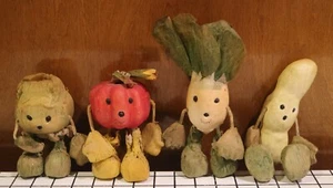 4 Verdure Antropomorfe Decorazione Vintage Retrò Cucina Facce Pomodoro Cipolla - Foto 1 di 10