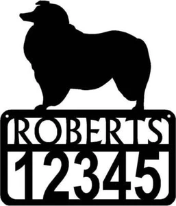 Rough Collie Personalized Dog Sign with Name & House Numbers - Made in USA - Picture 1 of 1