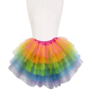 Adult Neon Rainbow Unicorn Tutu Fancy Dress Pride 80s Ballet Hulu Dance Stag Hen - Picture 1 of 2