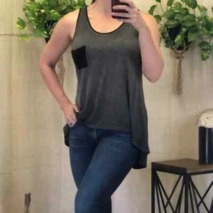 Michelle by comune Gray and black high low tank medium - Picture 1 of 7