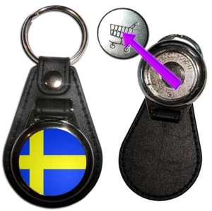 Sweden Flag Medallion Key Ring Hidden £1/€1 Token (61mm x 39mm) - Foto 1 di 2