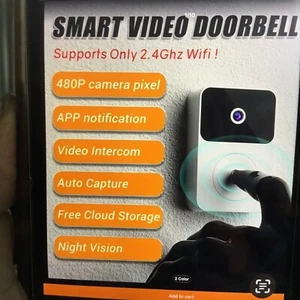 Smart Video Doorbell 2.4Ghz WiFi 480P Camera Pixel - Picture 1 of 7