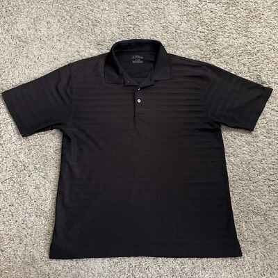 PGA Black Tour Polo Golf Shirt Mens XL Short Sleeve With Buttons Collar Stripes - Image 1 of 4