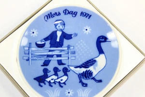 Vintage Mors Dag 1971 Plate Mother's Day Goose Gosling Porsgrund Norway 5" - Picture 1 of 3