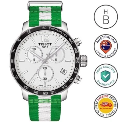 Новые мужские часы Tissot Quickster Boston Celtics хронограф Nato ремень T0954171703717 - Изображение 1 из 4