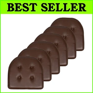 U-Shaped 17"x16" Memory Foam Chair Pad Set - Plush Tufted Faux Leather Style - Picture 1 of 8