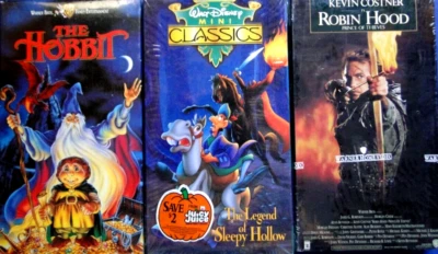 Lot of 3 VHS: The Legend of Sleepy Hallow, Robin Hood, The Hobbit - Image 1 of 3