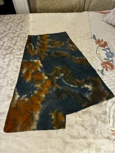 100 % Seide türkis & gold Schal 69 x 15 Zoll durchsichtig schöne Aquarelle - Bild 1 von 6