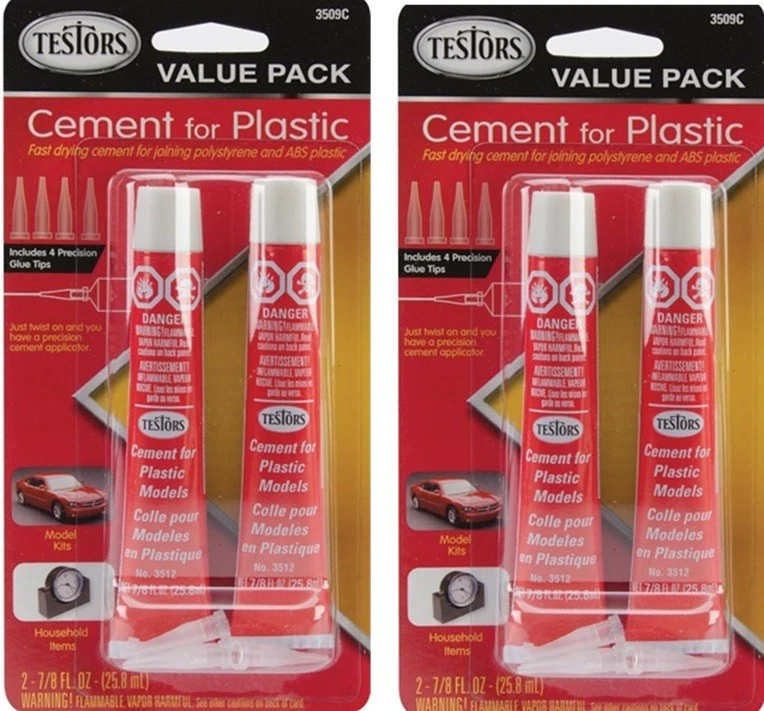 LOTE de 2 ~ Pegamento de cemento Testors para plástico 2/paquete con 4 adaptadores de punta de precisión Foto 1 de 1