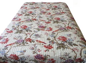 Waverly Charleston Chirp Papaya Quilt Coverlet & 2 Shams King Size Bedspread Set - Picture 1 of 12
