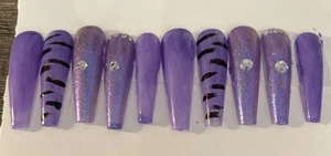 XXL Lila Glitzer Handarbeit Press On Nägel - Bild 1 von 3