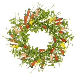 18 Inch Easter Wreath for Front Door, Bunny Wreaths with Carrots, Spring Wrea... - Picture 1 of 7
